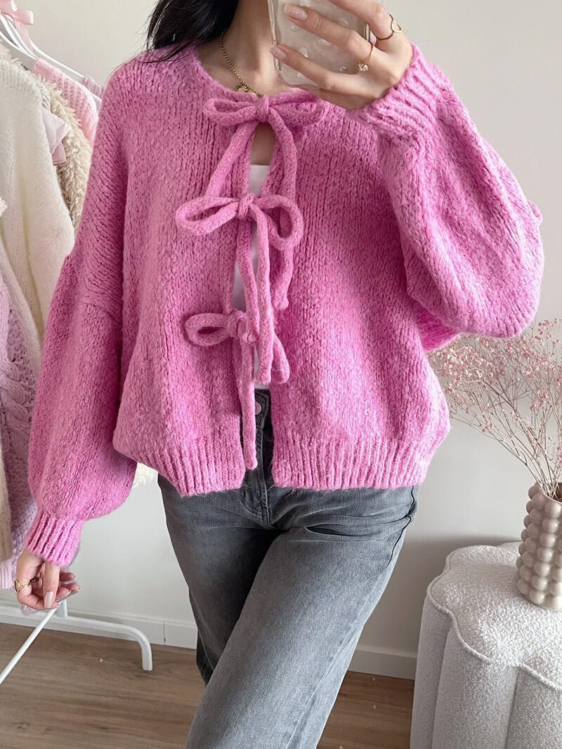 ZEYA - Emma Knit Cardigan with Bow Design