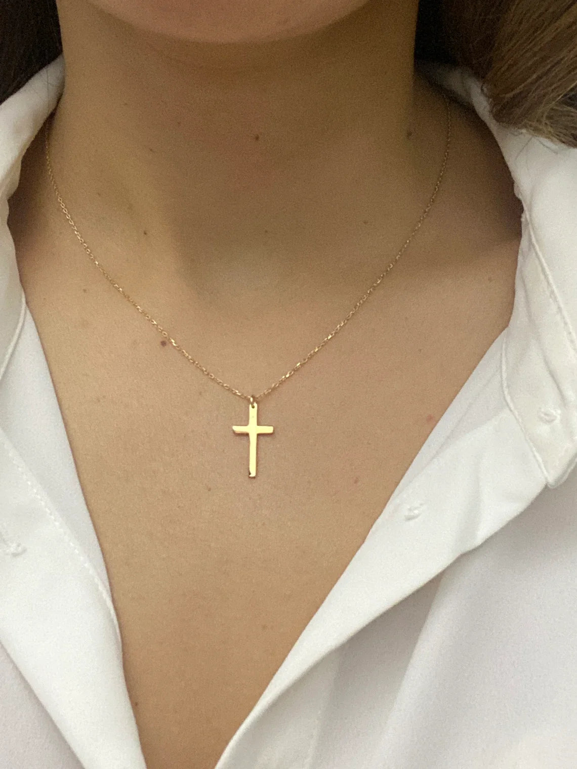 ZEYA - Melinda Necklace - Stainless Steel Cross Pendant with Adjustable Chain