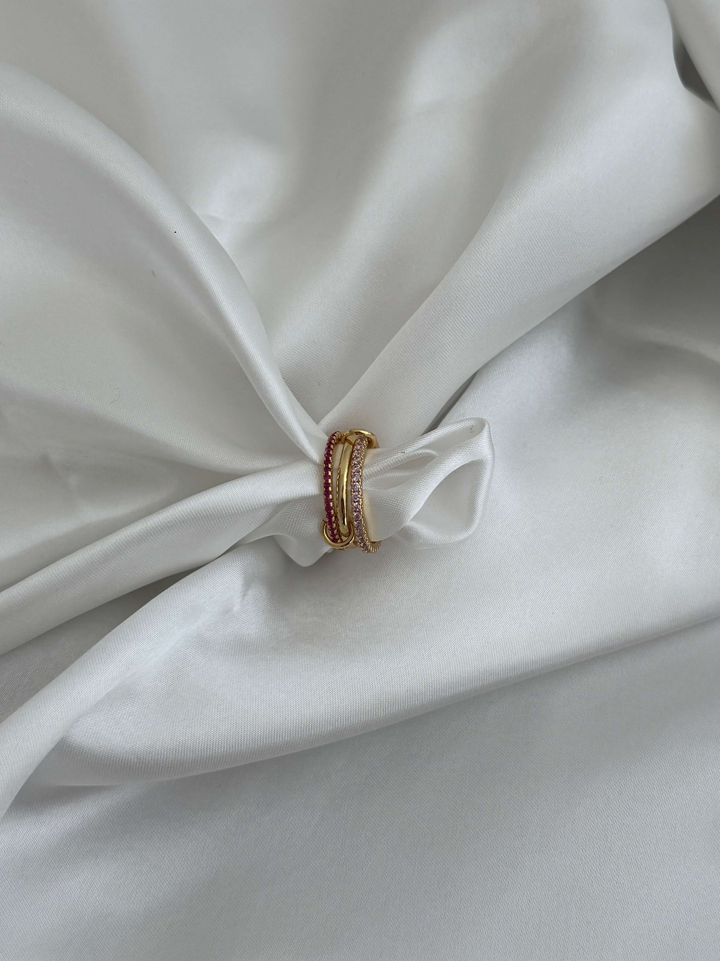 Bague empilée en strass rose rosé