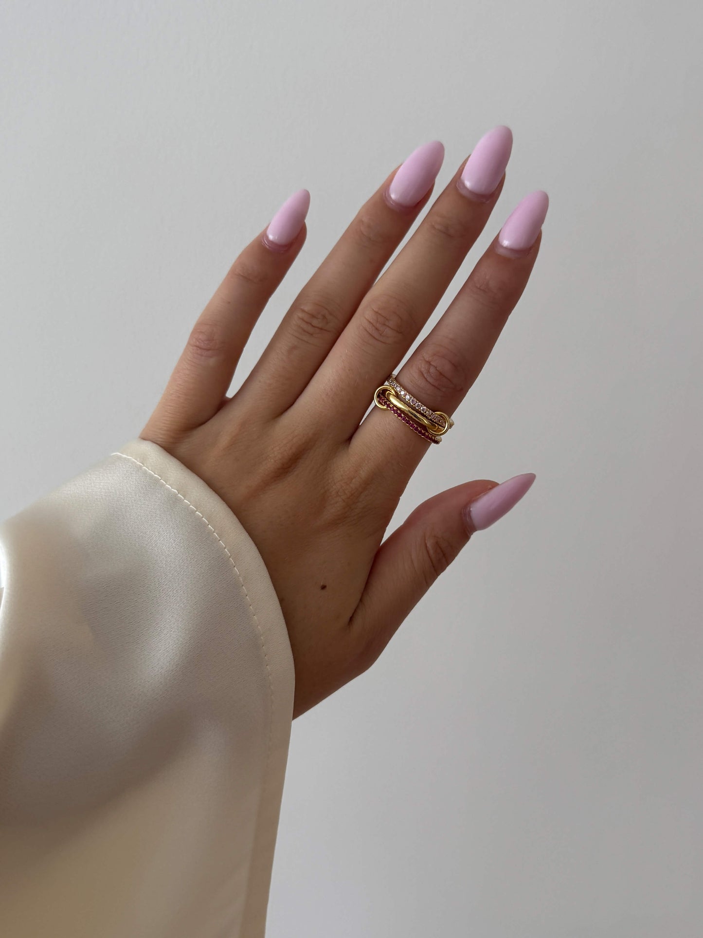 Bague empilée en strass rose rosé