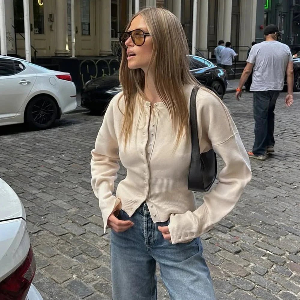 ZEYA - Alicia Cardigan Sweater with Round Neck