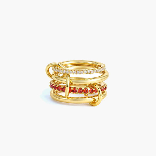 ZEYA - Astrid Fire Red Stacked Ring