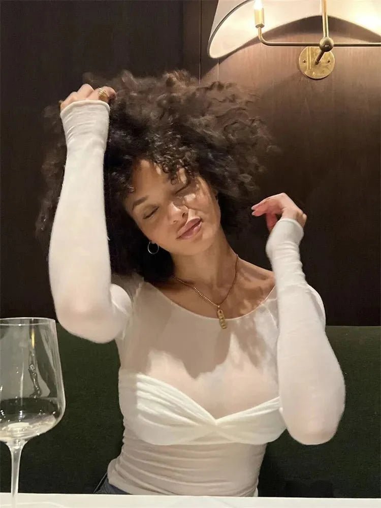 ZEYA - Camille Mesh Sheer Off - Shoulder Top