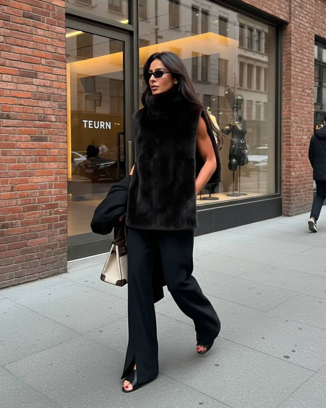 Gilet à col roulé en fausse fourrure Carina