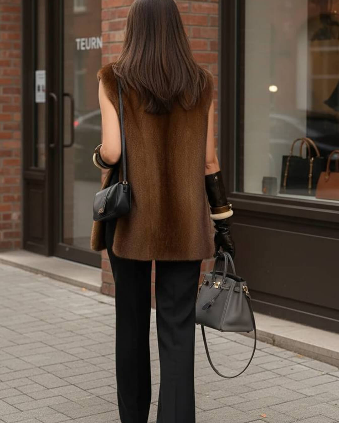 Gilet à col roulé en fausse fourrure Carina