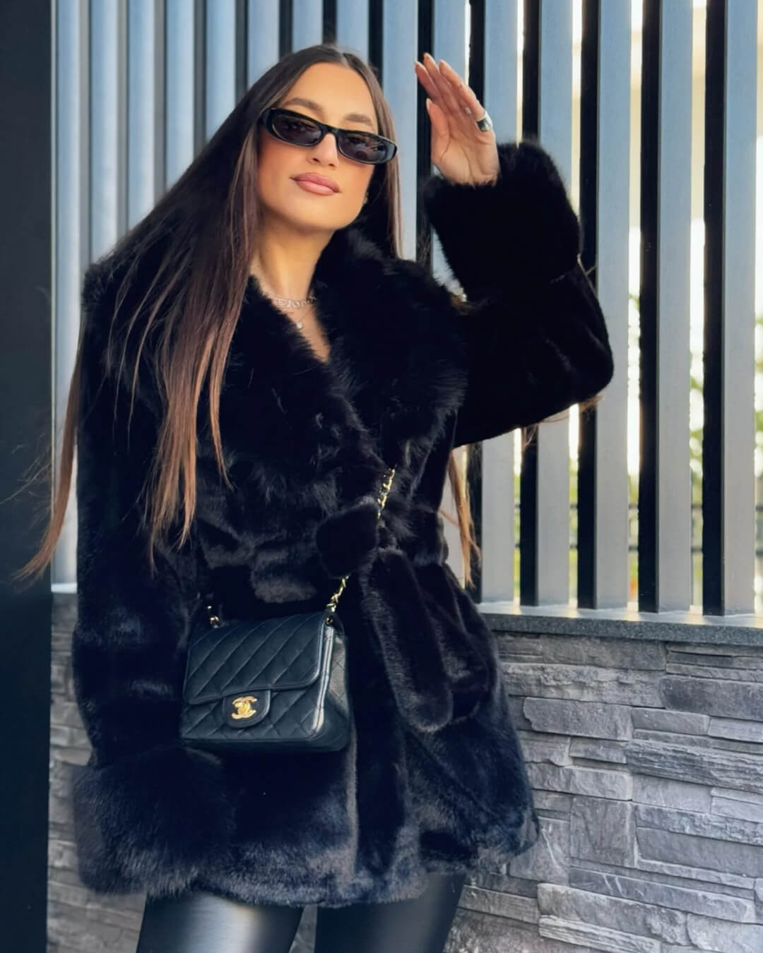 ZEYA - Carmina Faux Fur Trim Coat