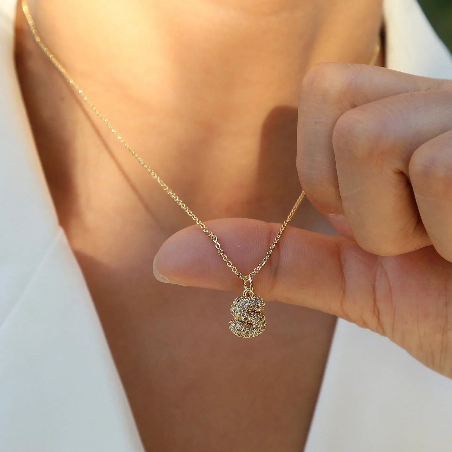 ZEYA - Claire Small Bubble Initial Necklace