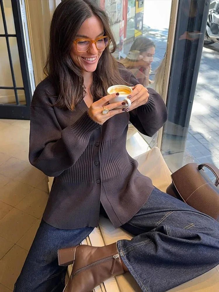 ZEYA - Henna Waisted V - Neck Cardigan