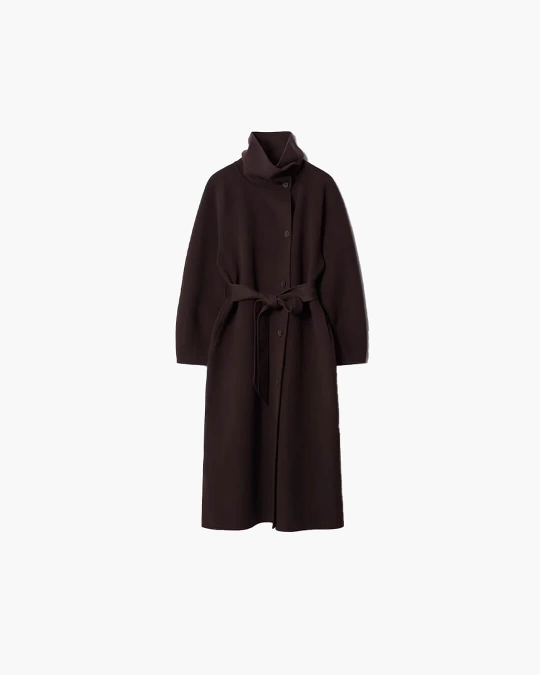 ZEYA - Meryl Stand Up Collar Belted Long Coat