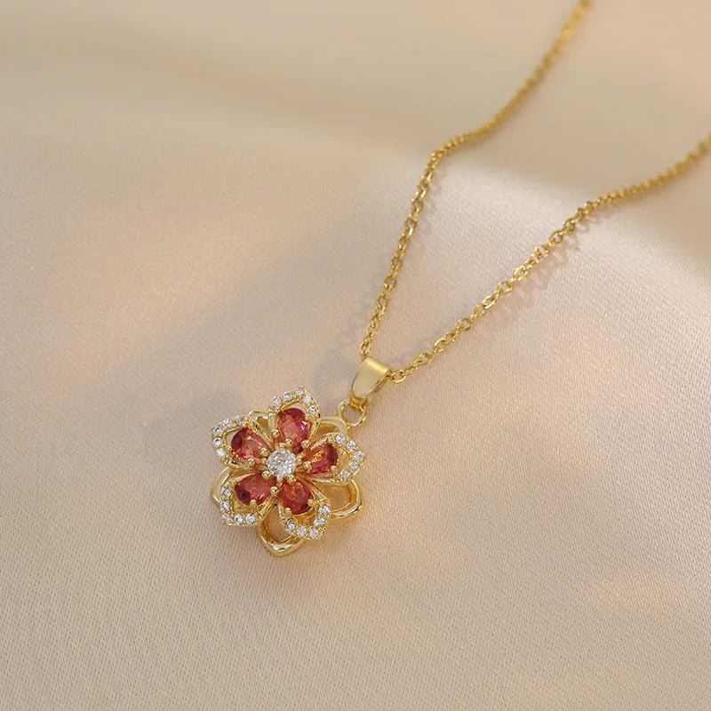 ZEYA - Mia Elegant Gold Necklace with Zircon Flower Pendant for Women